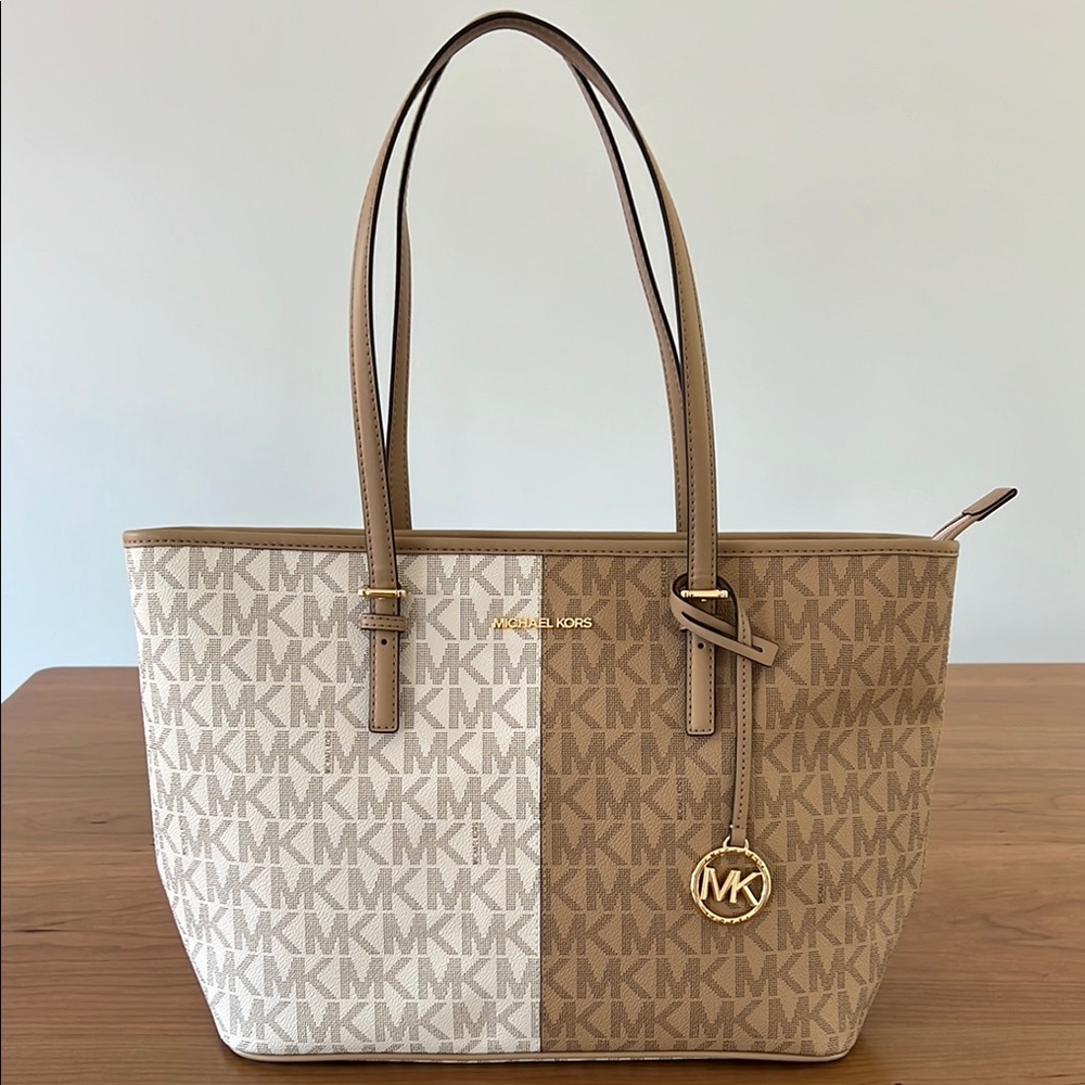 Michael Kors Camel Multi Tote with Monogram Pattern Brand New Never Used